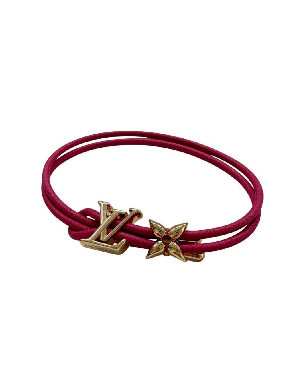 Louis Vuitton Bracelet Leather LV Pink Gold Blue